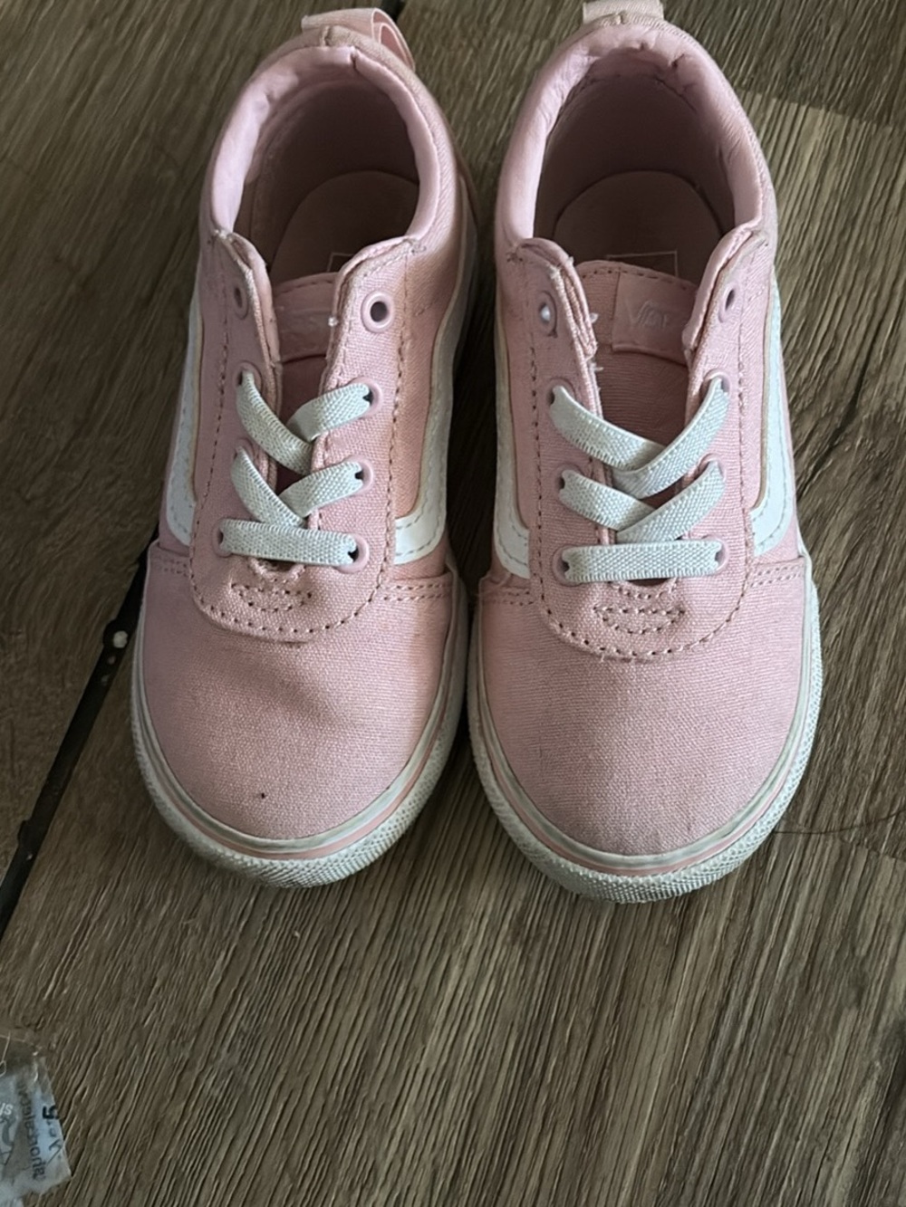 Vans Kids Low-Top Pink Canvas Sneakers with White Stripe